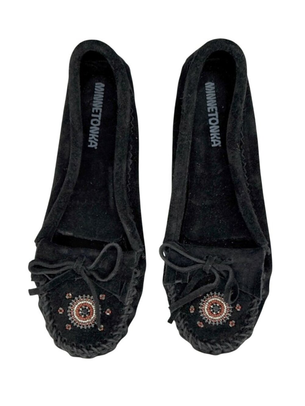 Minnetonka Me To We Maasai Suede Moccasins w/ Beaded Design - Size 7.5